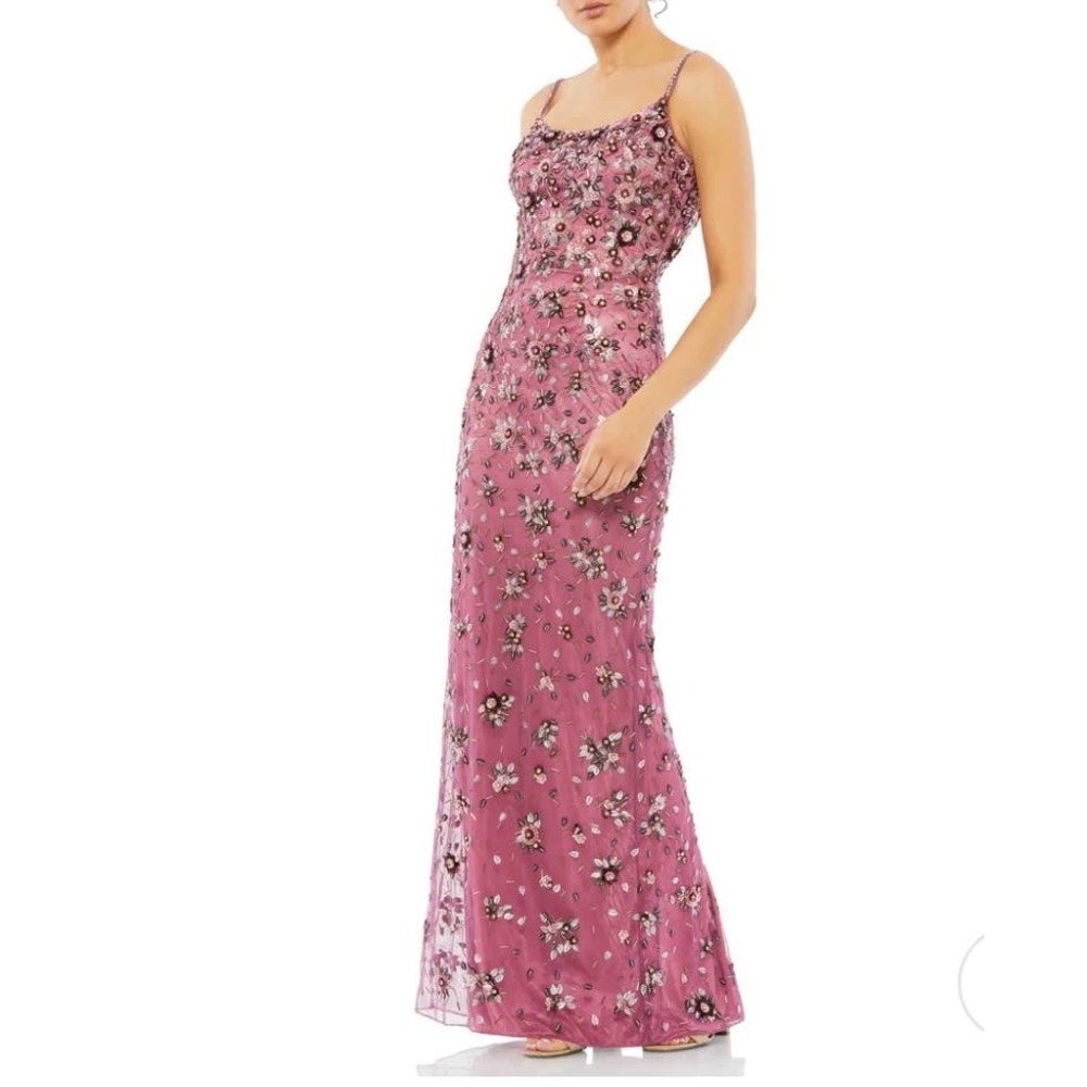 Mac Duggal Pink Floral Backless Dress